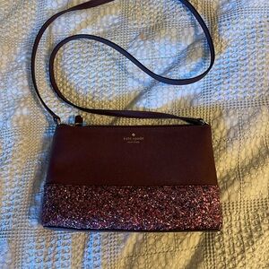 Kate Spade Maroon and Pink Sparkle Crossbody Bag